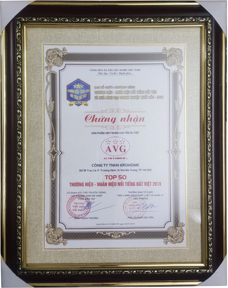 Top 50 thương hiệu Đất Việt 2019 - Bản Lề BLUWARE - Công Ty TNHH EROHOME